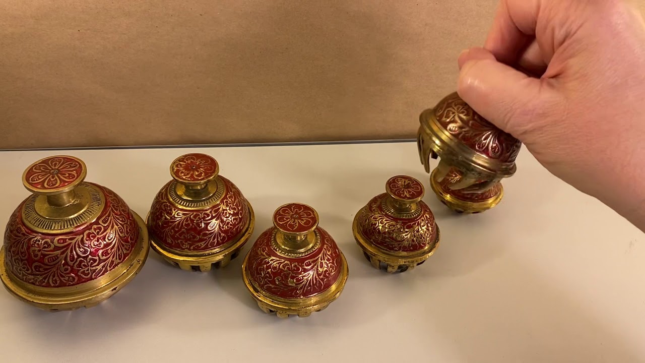 Vintage Vignette: Six Elephant Bells, Set of Matching Brass Claw