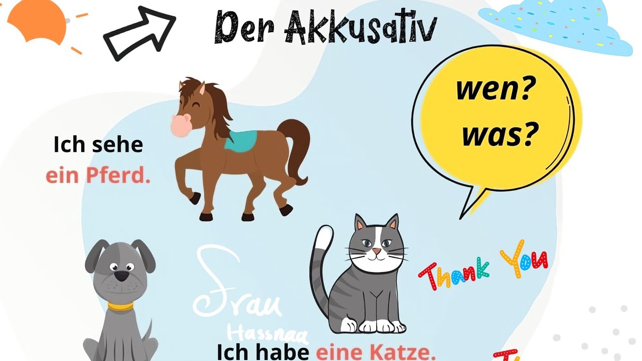 شرح وحل لدرس المفعول به ( Der Akkusativ) فى الحالة المثبتة - المانى تانية ثانوى 2023 / Frau Hassnaa