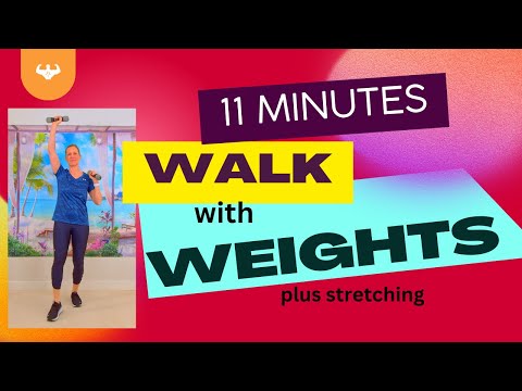 11 min Walking with Weights, no talking beginner low impact workout