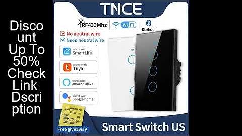 Tuya US WiFi+Bluetooth Smart Switches No Neutral Wire Required 1/2/3/4 Gang Light WiFi Touch Switch