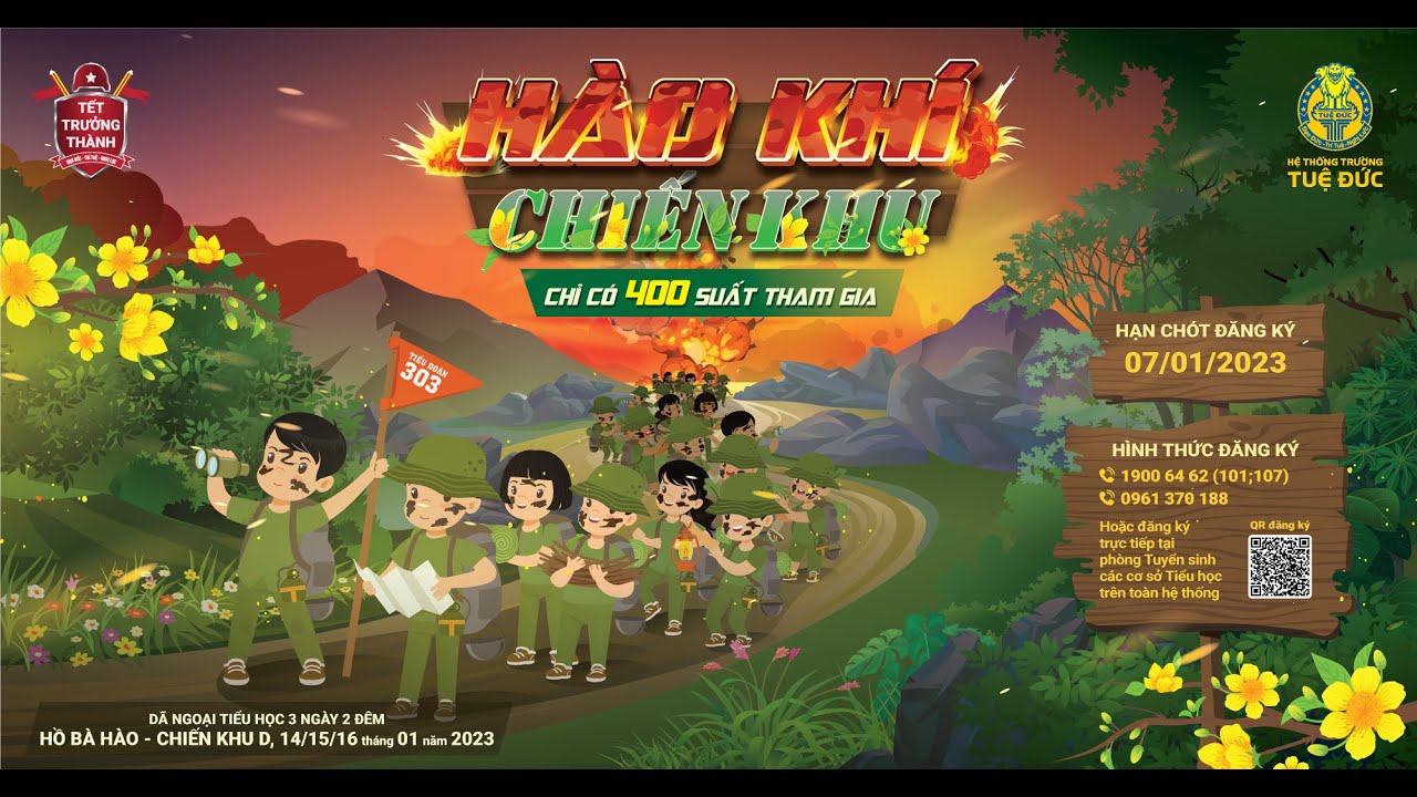 Chương trình dã ngoại, rèn luyện Tiểu học TẾT ĐỂ TRƯỞNG THÀNH 2023 - Hệ thống trường Tuệ Đức
