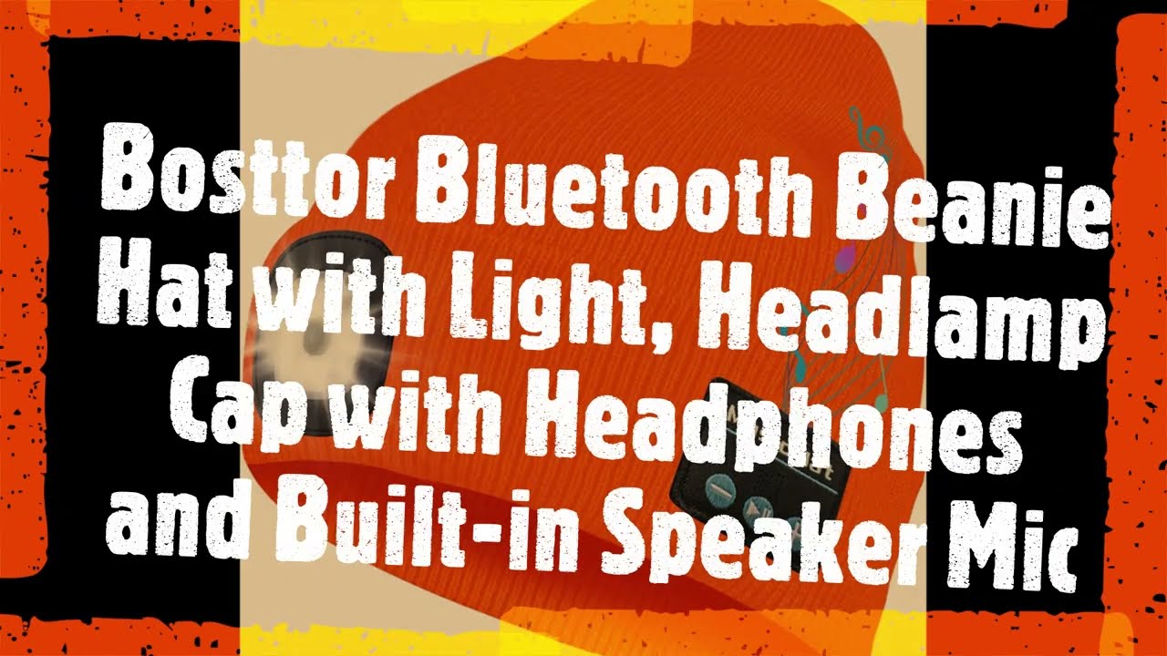 Bosttor Bluetooth Beanie Hat with Light, Headlamp Cap with Headphones and Built-in Speaker Mic