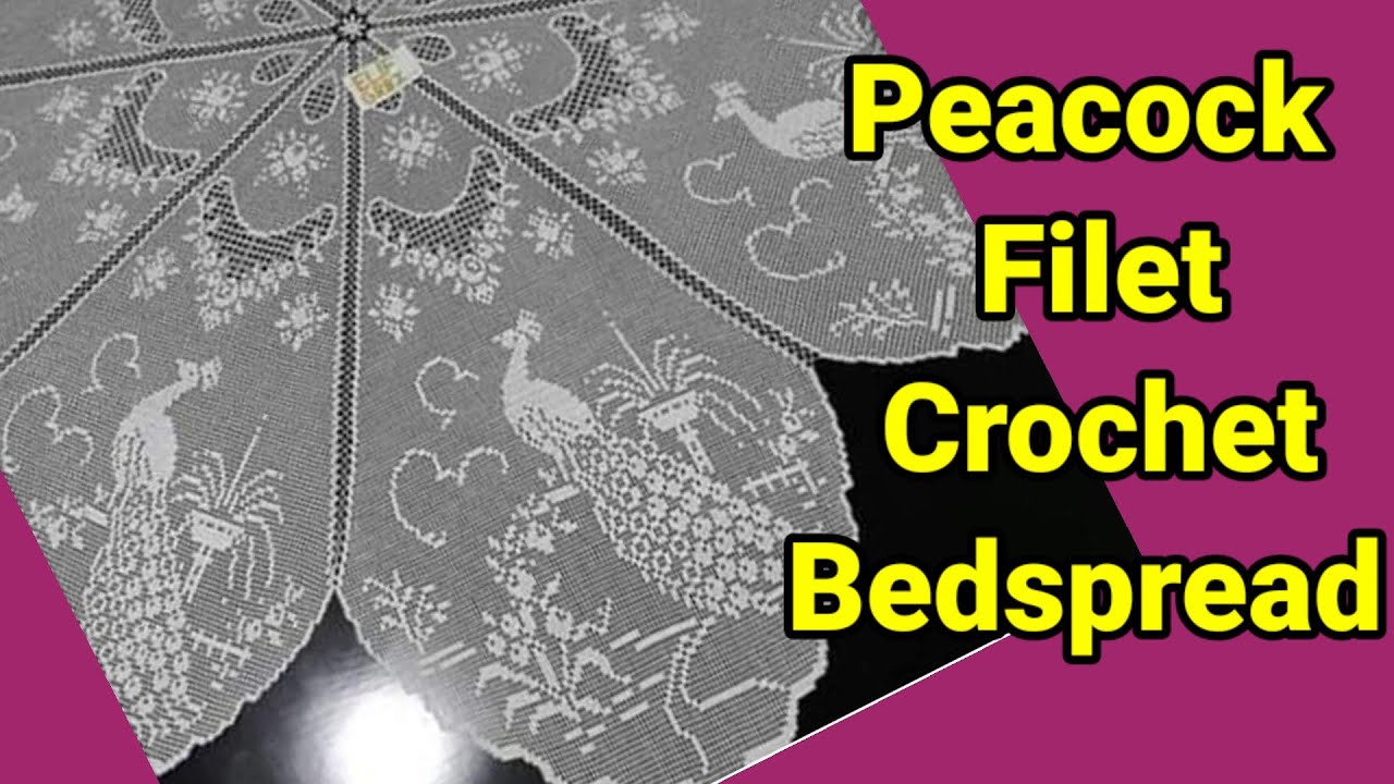 Filet #crochet peacock tablecloth for table part 1