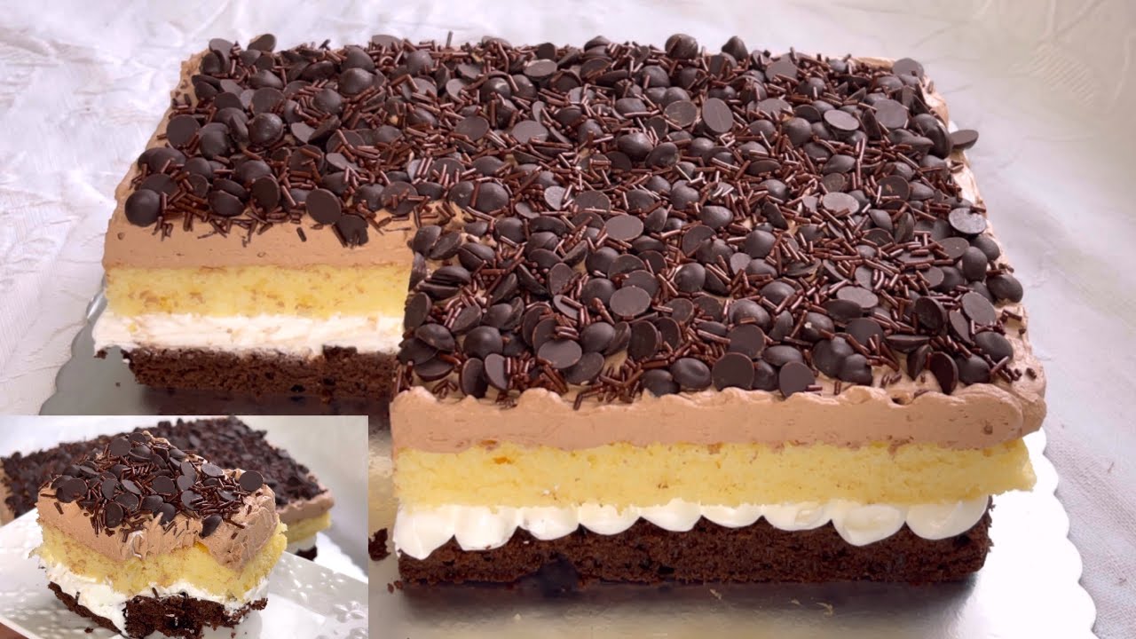 كيكة 2✖️1أسرع وأسهل كيكة او حلوة لاكريم يمكن تحضري بمكونات جد بسيطة لذيذه وراقية 👌🏻إدمان وائع ☺️