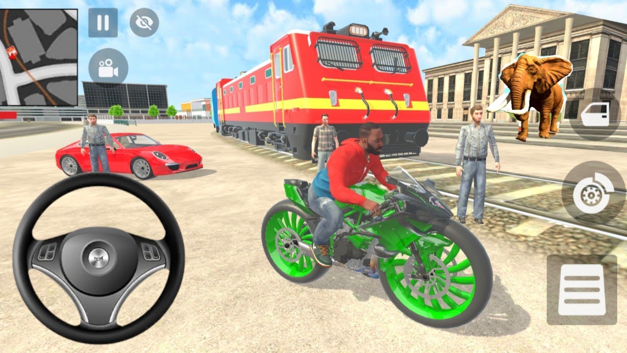 🌬️Franklin Drive Modified Ninja H2R Bike and Train in Indian 🇮🇳 Bike Treft Auto Simulator🎮