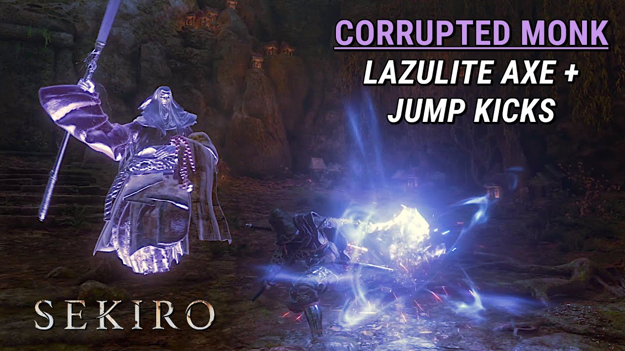 Sekiro Corrupted Monk with lazulite axe and jump kicks (no Kuro's