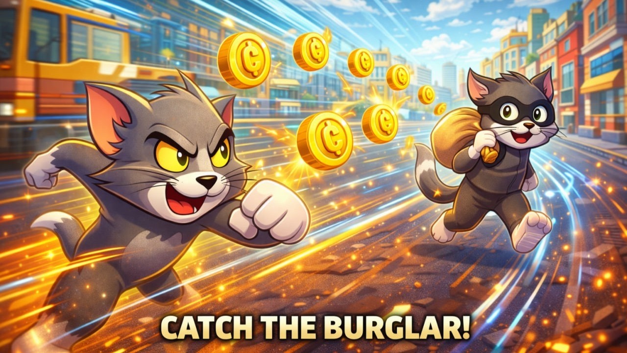 Tom Cat Chases Burglar Cat! 🏃‍♂️💰 Endless Runner Madness | Jonescraft
