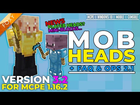 Thumbnail For MOB HEADS 3.2 for MCPE 1.16.2 | Add-on | Bedrock Edition Tutorial