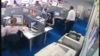 man goes mental at a printer