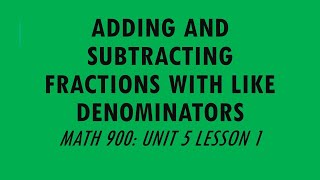 MATH 900 Module 5 Lesson 1