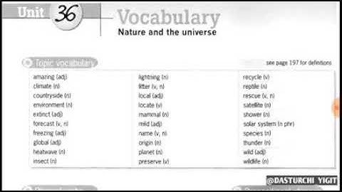 Unit 36. Nature and the universe. Tabiat va koinot