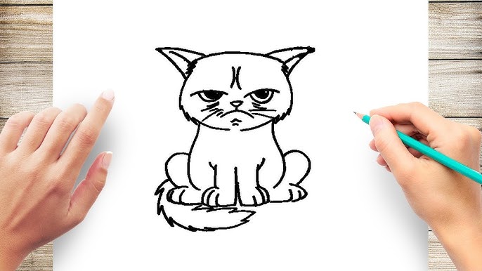 How to draw Angry Cat Face 