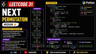 🚀 Next Permutation | Optimal O(N) Solution | LeetCode 31 | Python | Striver A2Z DSA