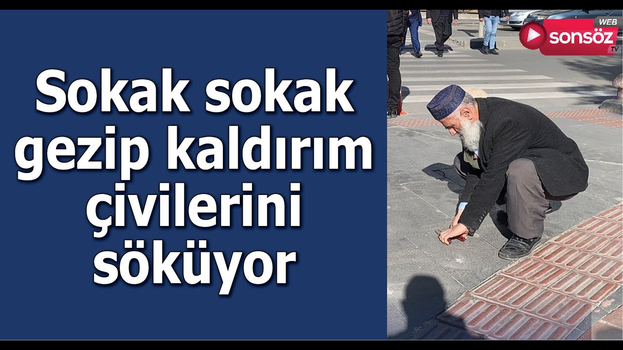 Sokak sokak gezip kaldırım çivilerini söküyor