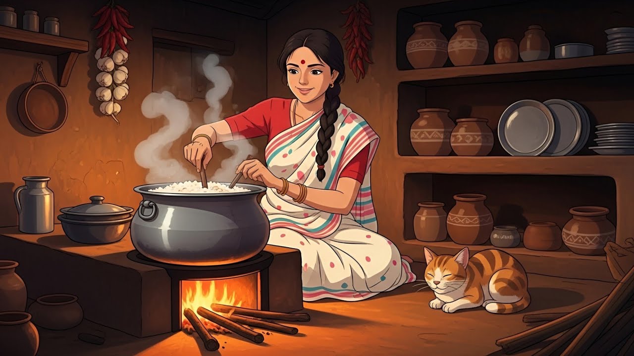 A Calm Day in Indian Village Life || Ghibli Style inspired peaceful Morning to Night ||  Episode 1