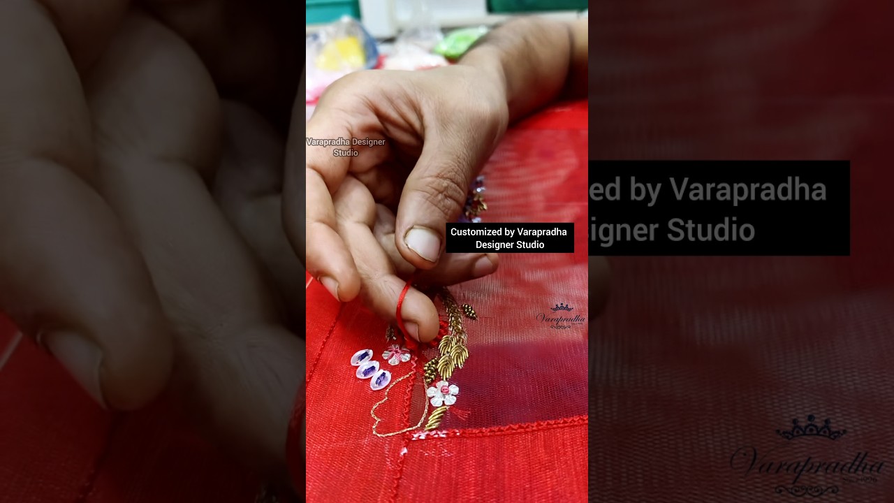 Red Aari Work Blouse with Net Design | Varapradha Designer Studio | Anna Nagar | Chennai