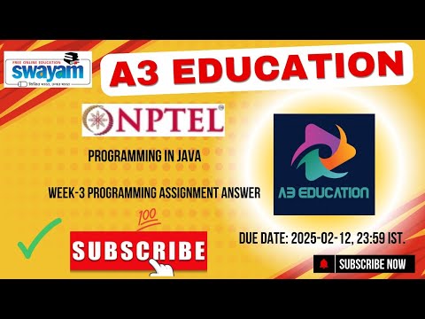 NPTEL Programming in Java Week 3 Programming Assignment Answers Solution Quiz | 2025 - Jan