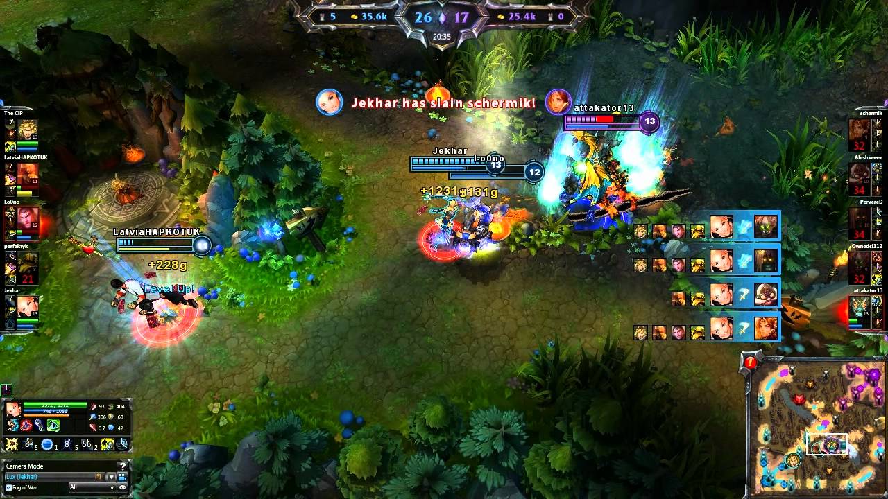 League of Legends. Lux Burst Quadra Kill Oneshot