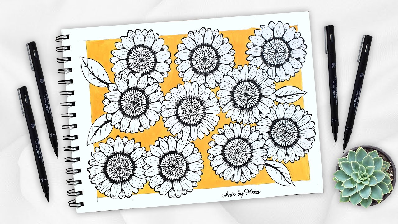 How To Draw Floral Zentangle Art For Beginners || Zentangle Patterns