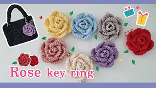 [Crochet] Let’s crochet a pretty rose flower together~ Gift your heart with a rose key ring