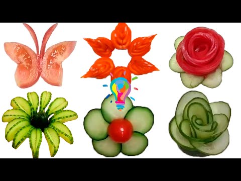 Нарезка овощей. Как нарезать огурцы и помидоры для украшения на праздничный стол. Slicing vegetables