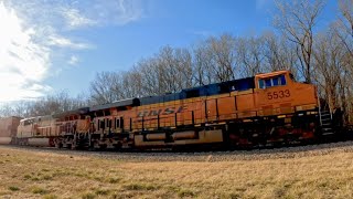 Eastbound BNSF 5533/3986, Intermodal Train, "Cherokee Sub" Tulsa, OK, 2-20-2022, GoPro