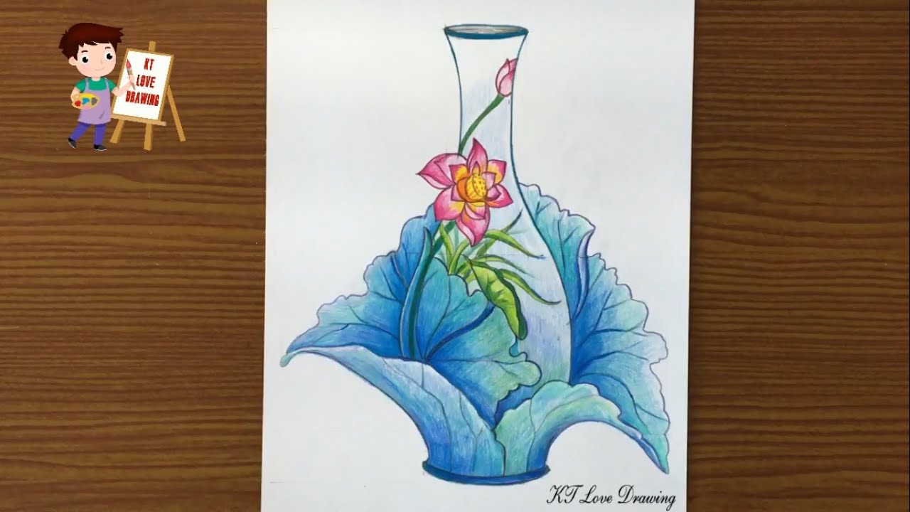 Cách vẽ hoa trong lọ hoa cho bé   Tranh Tô Màu cho bé