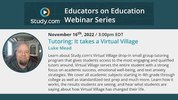 Webinar: Tutoring - It Takes a Virtual Village (Higher Education Series)
