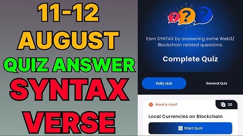 Syntax Verse quiz answers today | 11 August Syntax Verse quiz answer | Syntax Verse quiz today |