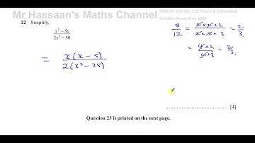 0580/21/O/N/20, (IGCSE), Paper 21, Q22 , Simplifying Algebraic Fractions
