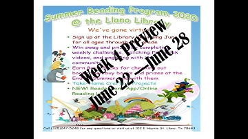 2020 Llano Library Summer Reading Program Week 4 Preview