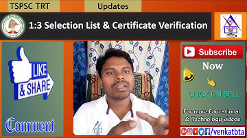 TSPSC TRT Update on 1:3 Selection List and Certificate Verification | venkatbta