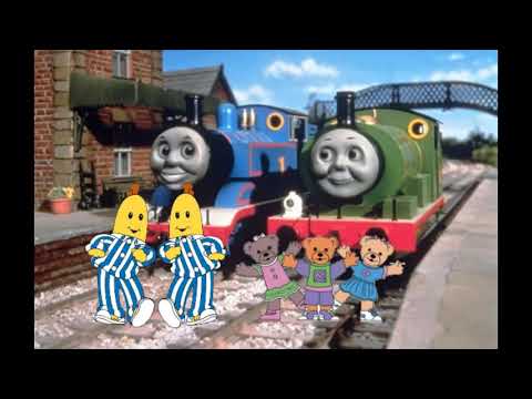 Thomas and Percy meets the Bananas in Pyjamas and the teddies.