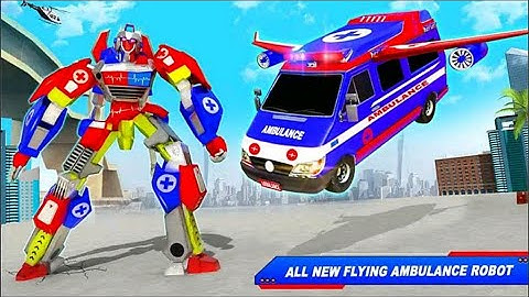Flying Ambulance Hero Robot Car Transform: Robot Rescue Games 2021 - Android Gameplay
