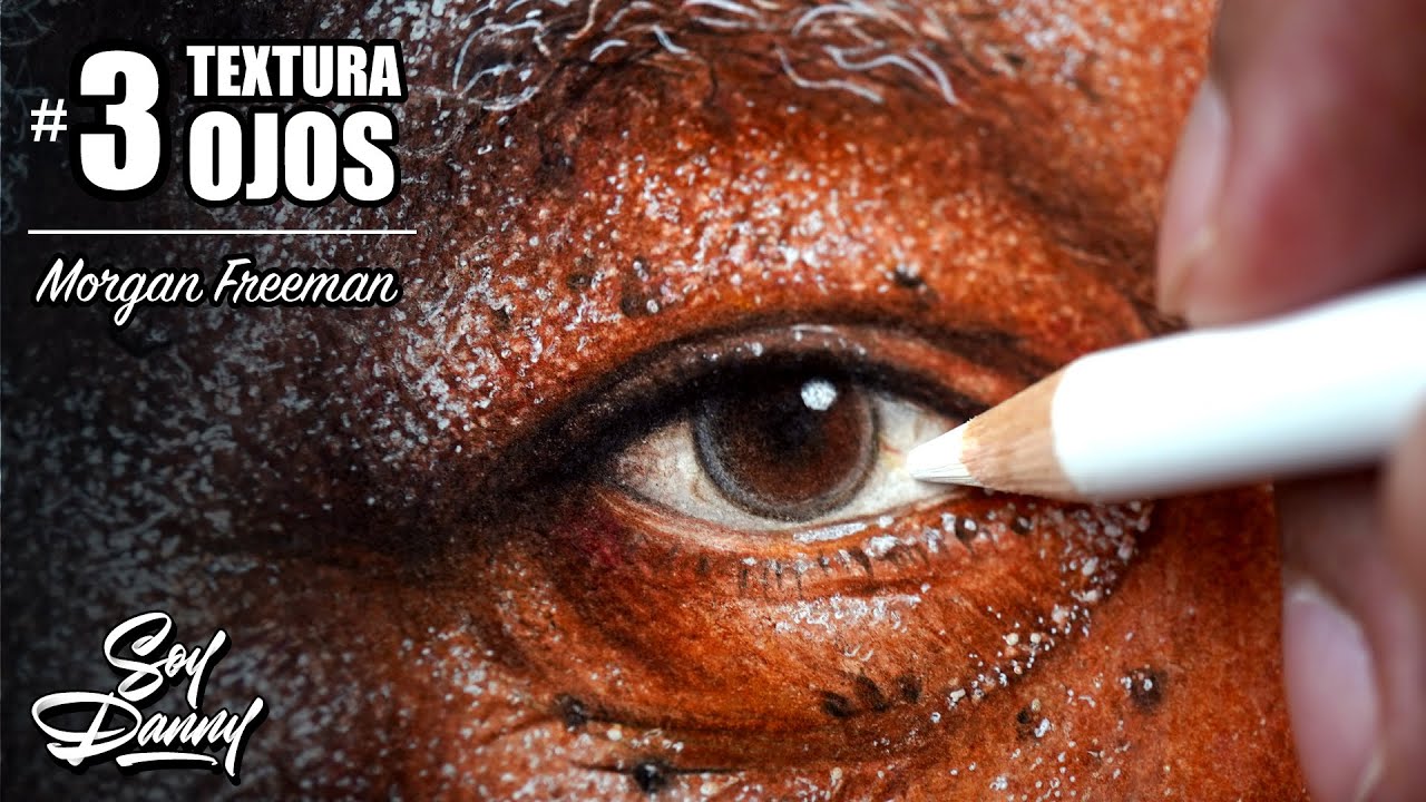 Cómo dibujar OJOS hiperrealistas de Morgan Freeman con lápices de COLORES | 3 de 6 | Soy Danny