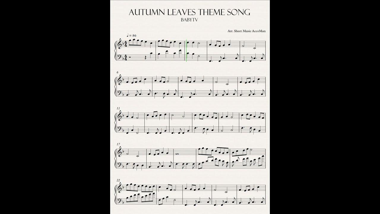 BabyTV - Autumn Leaves Theme Song  Sheet Music