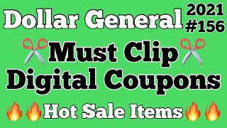 2021#156🔥Dollar General Must Clip Digital Coupons🔥Hot Sale Items🔥Must Watch👀