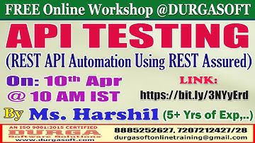 API TESTING (FREE Workshop) Online Training @ DURGASOFT
