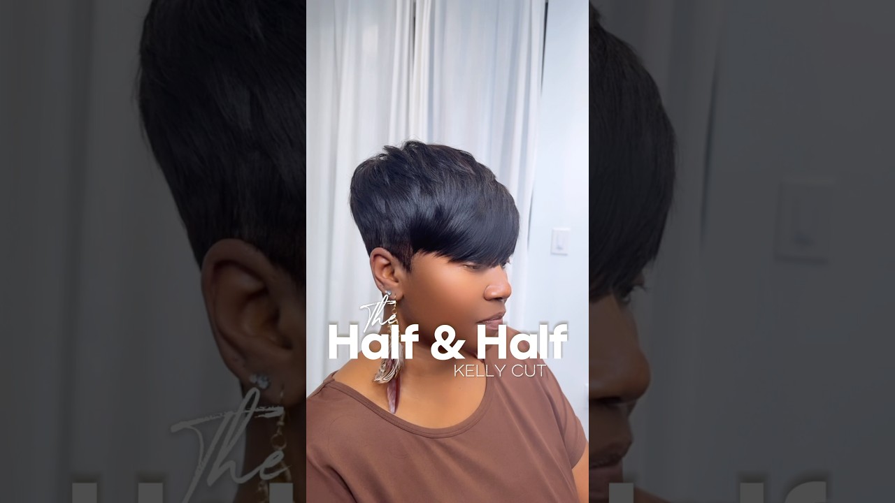 Half & Half 💈 #27piece #shorthairstyles #blackgirlhairstyles #pixiehaircut #naturalhair #weavehair