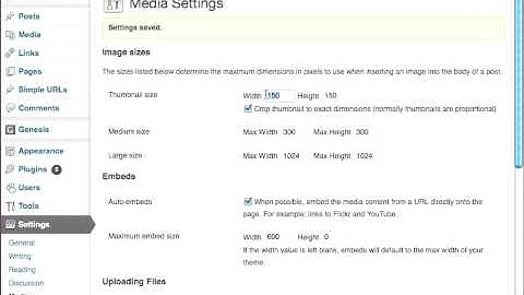 WordPress settings 3 - Media Settings