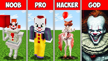 Minecraft Battle: NOOB vs PRO vs HACKER vs GOD: PENNYWISE CLOWN (IT) SCARY CHALLENGE! Animation