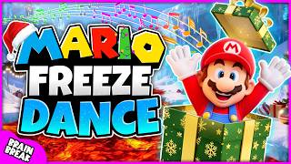 Brain Break 🎄 Mario Christmas Freeze Dance | Kids Fitness | Just Dance | Holiday Dance