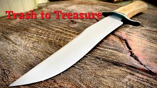 Forging an heirloom bowie knife from old plow steel