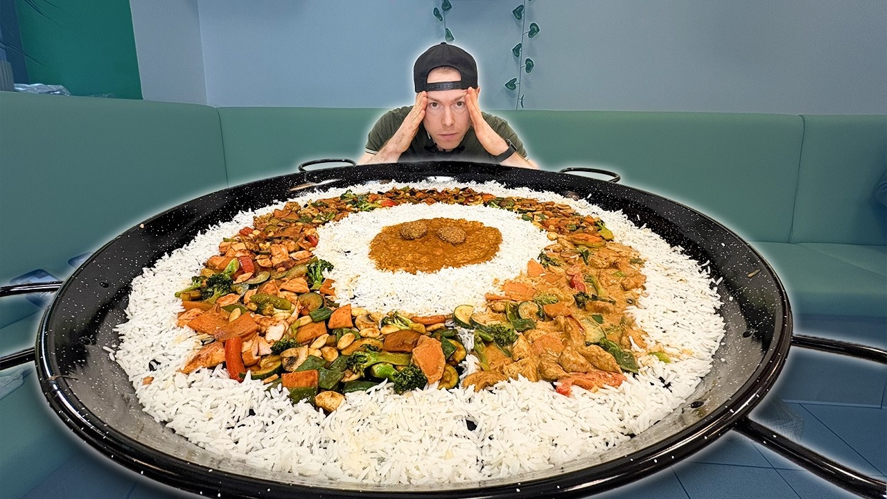 Ich versuche die gigantische XXL REIS-PFANNEN CHALLENGE!🔥 77 MINUTEN für 7 Healthy Food Gerichte? 🥵