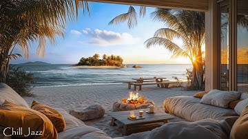 Fresh Morning Atmosphere at Cozy Beach House Ambience with Mellow Bossa Nova Jazz & Fireplace