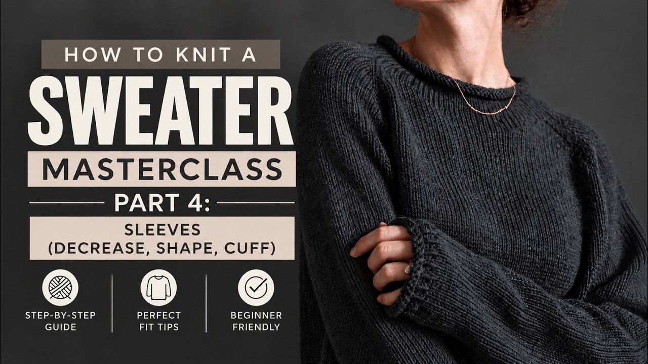How To Knit Sleeves Of A Top-Down Raglan Sweater | Part 4 - YouTube