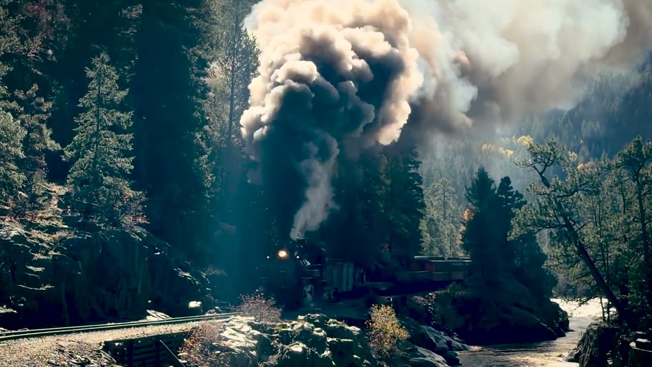 Durango & Silverton Narrow Gauge locomotive 480 pulls a mixed freight toward Silverton, CO