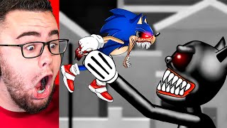 Reacting to SONIC.EXE vs CARTOON CAT?! (Super Fight)