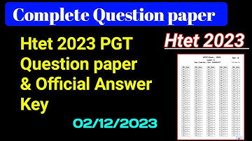 Htet PGT Solved Question paper 2023 / Htet PGT Paper 2023. Htet Official Answer Key Download