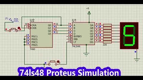 74LS48 and 74LS90 BCD to 7-Segment decoder Proteus Simulation